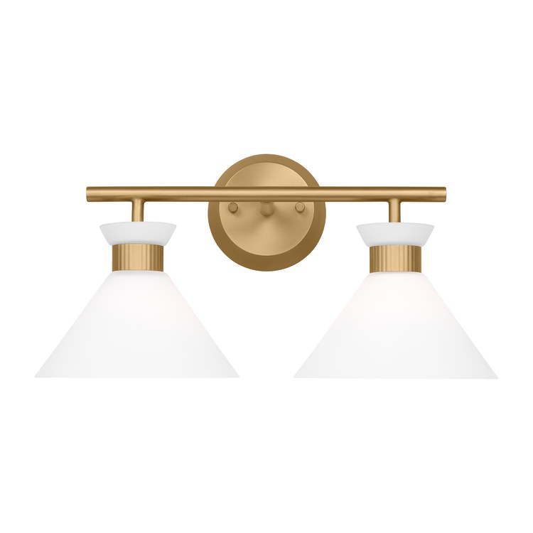Vanity Light Belcarra 2 Lamp Satin Brass Opal Etched Steel/Glass Candelabra B Torordo - Image 1