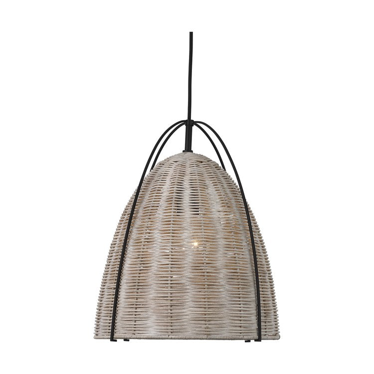 Pendant Norman Medium 1 Lamp Black/Ash Rattan - Image 1