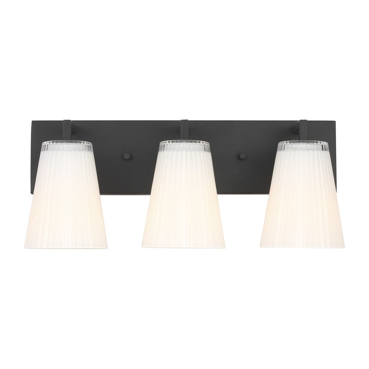 Vanity Light Upson Large 3 Lamp Midnight Black Clear Fluted Steel/Glass Medium A19 - Image 1