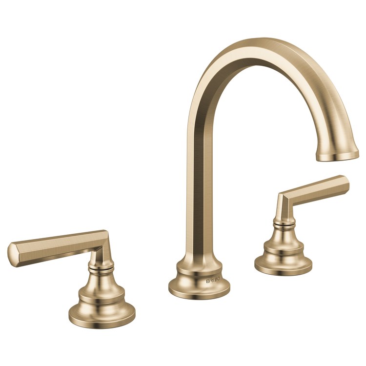 Lavatory Faucet Beauclere Widespread 6 to 16 Inch Spread Less Handle WaterSense Brilliance Luxe Gold 1.2 Gallons per Minute Deck High Arc Less Drain 3 Hole - Image 2