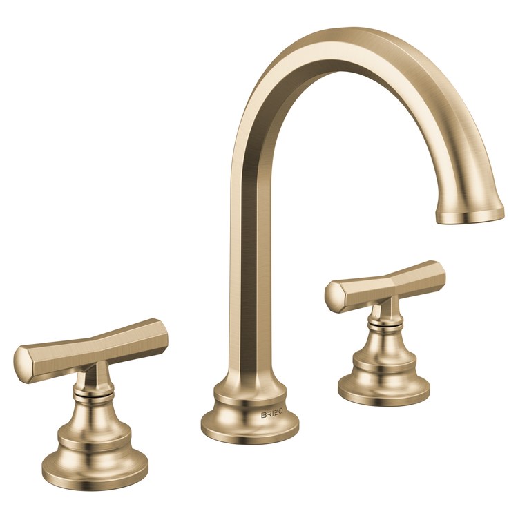 Lavatory Faucet Beauclere Widespread 6 to 16 Inch Spread Less Handle WaterSense Brilliance Luxe Gold 1.2 Gallons per Minute Deck High Arc Less Drain 3 Hole - Image 3