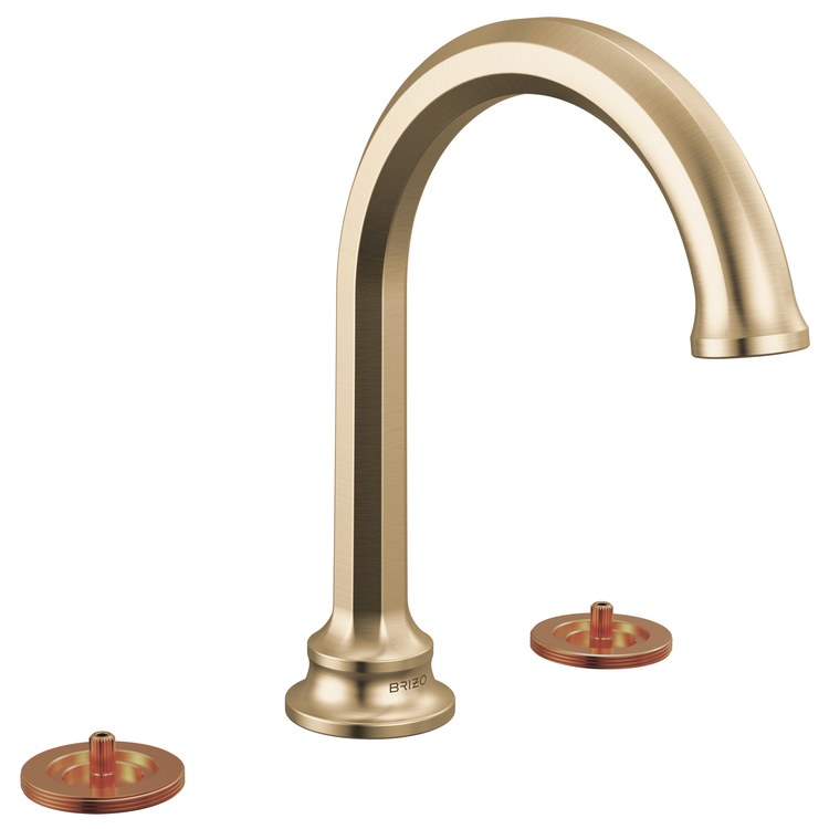 Lavatory Faucet Beauclere Widespread 6 to 16 Inch Spread Less Handle WaterSense Brilliance Luxe Gold 1.2 Gallons per Minute Deck High Arc Less Drain 3 Hole