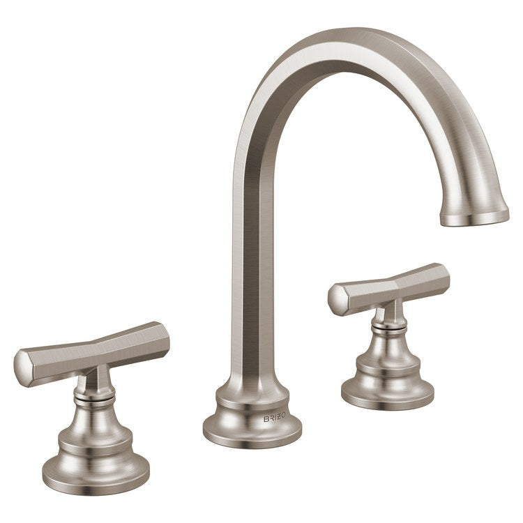 Lavatory Faucet Beauclere Widespread 6 to 16 Inch Spread Less Handle WaterSense Brilliance Luxe Nickel 1.2 Gallons per Minute Deck High Arc Less Drain 3 Hole - Image 3