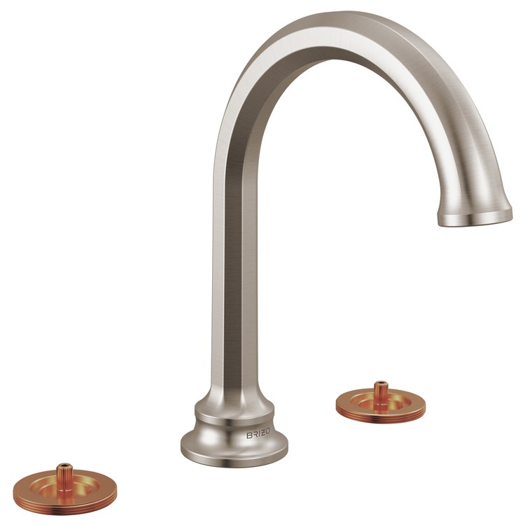 Lavatory Faucet Beauclere Widespread 6 to 16 Inch Spread Less Handle WaterSense Brilliance Luxe Nickel 1.2 Gallons per Minute Deck High Arc Less Drain 3 Hole