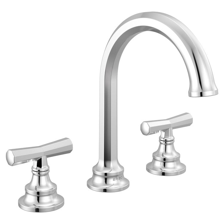 Lavatory Faucet Beauclere Widespread 6 to 16 Inch Spread Less Handle WaterSense Polished Chrome 1.2 Gallons per Minute Deck High Arc Less Drain 3 Hole - Image 3