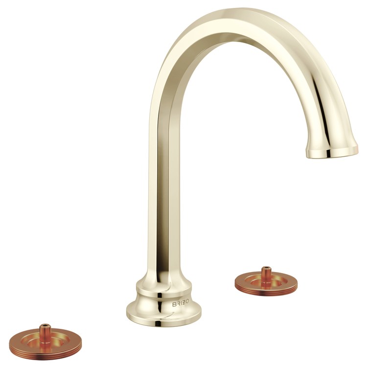 Lavatory Faucet Beauclere Widespread 6 to 16 Inch Spread Less Handle WaterSense Brilliance Polished Nickel 1.2 Gallons per Minute Deck High Arc Less Drain 3 Hole - Image 1