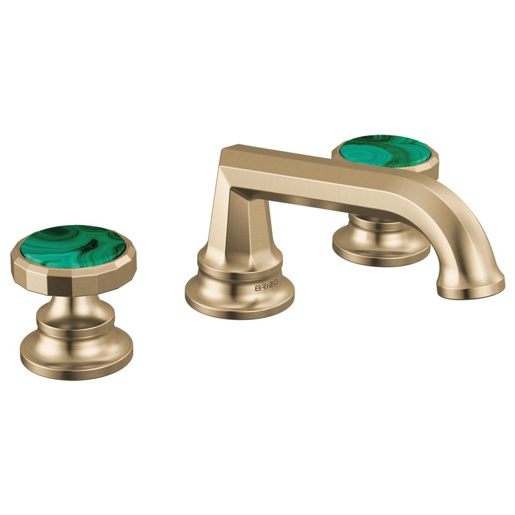 Lavatory Faucet Beauclere Widespread 6 to 16 Inch Spread Less Handle WaterSense Brilliance Luxe Gold 1.2 Gallons per Minute Deck Low Arc Less Drain 3 Hole - Image 2