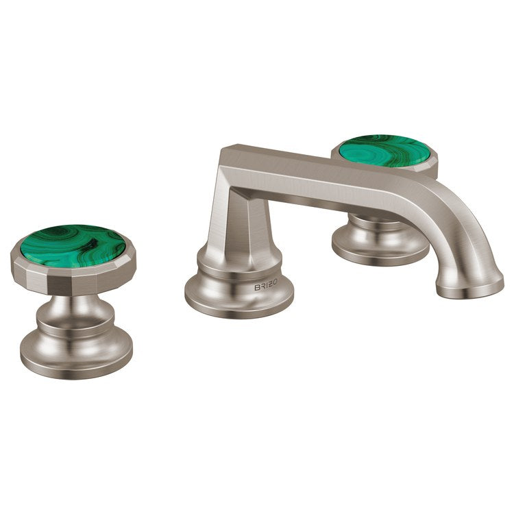 Lavatory Faucet Beauclere Widespread 6 to 16 Inch Spread Less Handle WaterSense Brilliance Luxe Nickel 1.2 Gallons per Minute Deck Low Arc Less Drain 3 Hole - Image 2