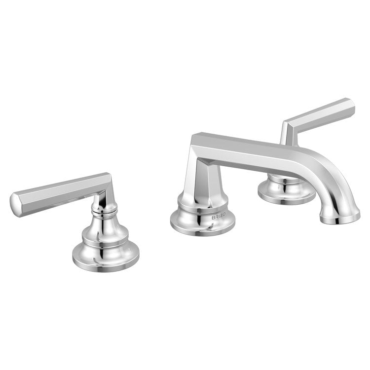 Lavatory Faucet Beauclere Widespread 6 to 16 Inch Spread Less Handle WaterSense Polished Chrome 1.2 Gallons per Minute Deck Low Arc Less Drain 3 Hole - Image 3