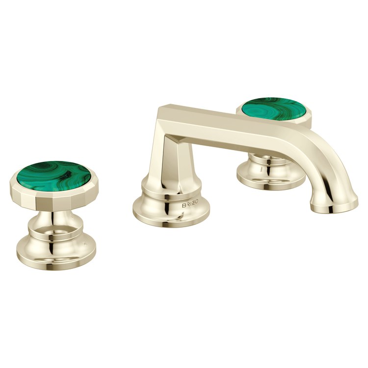 Lavatory Faucet Beauclere Widespread 6 to 16 Inch Spread Less Handle WaterSense Brilliance Polished Nickel 1.2 Gallons per Minute Deck Low Arc Less Drain 3 Hole - Image 2