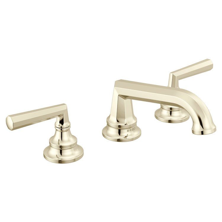 Lavatory Faucet Beauclere Widespread 6 to 16 Inch Spread Less Handle WaterSense Brilliance Polished Nickel 1.2 Gallons per Minute Deck Low Arc Less Drain 3 Hole - Image 3