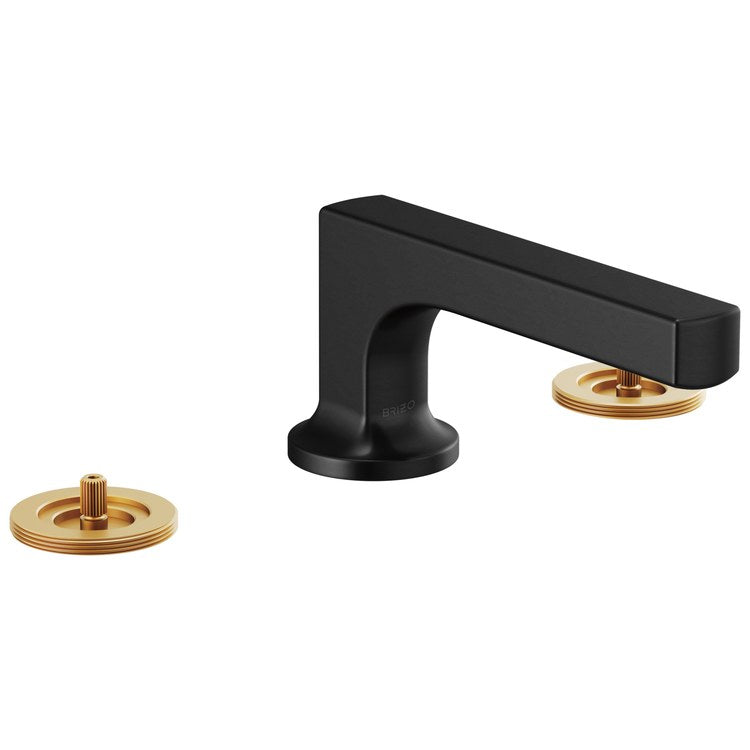 Lavatory Faucet Kintsu Widespread 6 to 16 Inch Spread Less Handle WaterSense Matte Black 1.2 Gallons per Minute Deck Low Arc Less Drain 3 Hole - Image 1