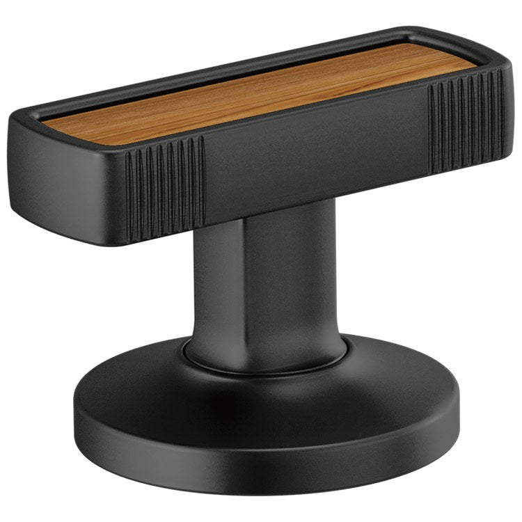Handle Kit Kintsu 2 Knob Matte Black/Wood Inlay ADA for Widespread Lavatory Faucet - Image 1