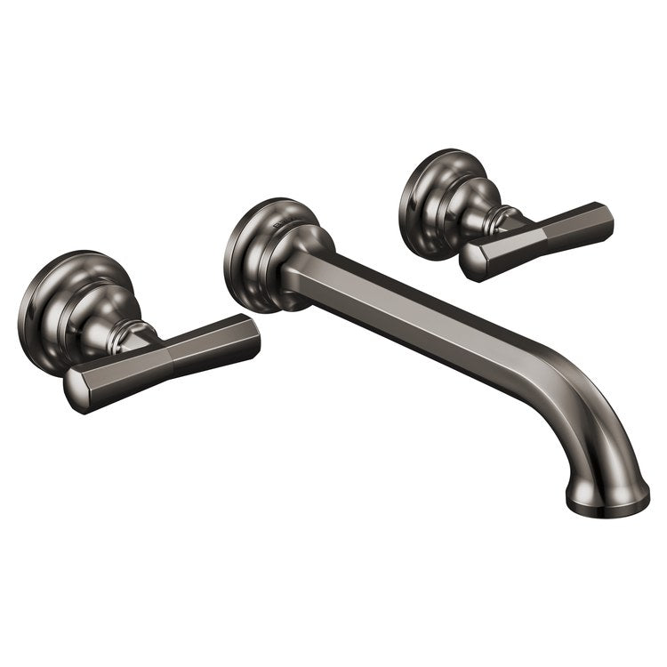 Lavatory Faucet Beauclere Wall Mount 8 Inch Spread 2 Less Handle WaterSense Brilliance Black Onyx 1.2 Gallons per Minute Less Drain 3 Hole - Image 3