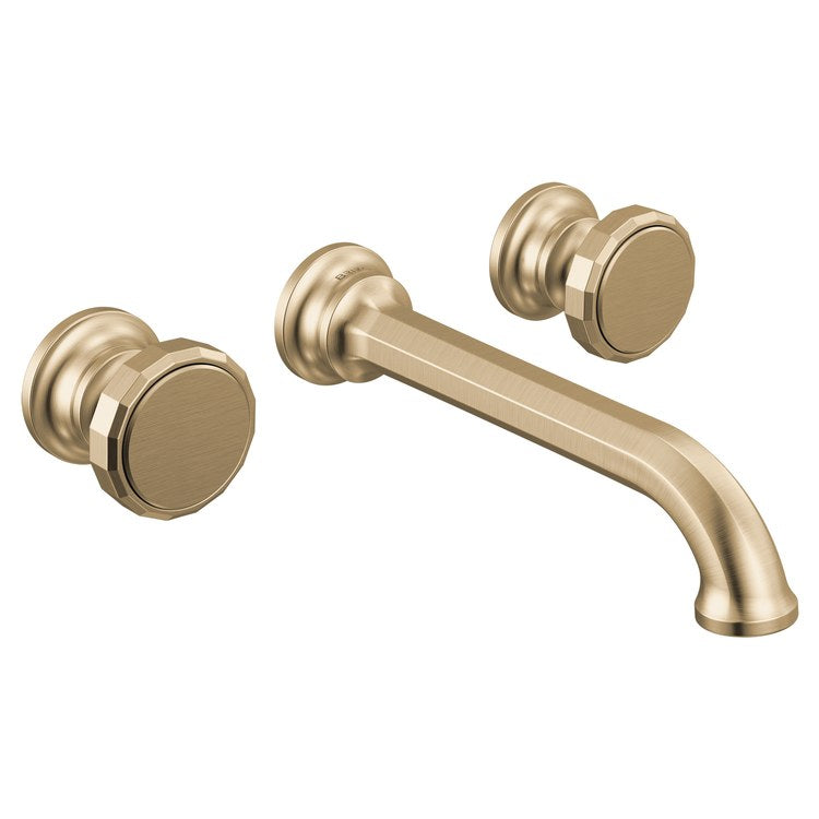 Lavatory Faucet Beauclere Wall Mount 8 Inch Spread 2 Less Handle WaterSense Brilliance Luxe Gold 1.2 Gallons per Minute Less Drain 3 Hole - Image 2