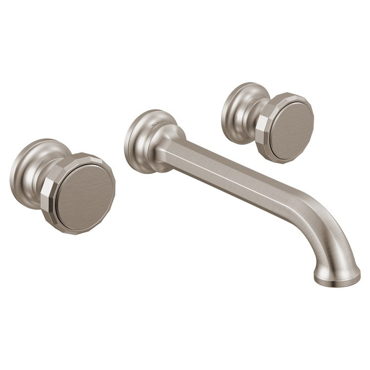 Lavatory Faucet Beauclere Wall Mount 8 Inch Spread 2 Less Handle WaterSense Brilliance Luxe Nickel 1.2 Gallons per Minute Less Drain 3 Hole - Image 2