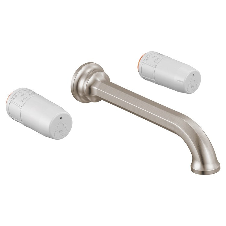 Lavatory Faucet Beauclere Wall Mount 8 Inch Spread 2 Less Handle WaterSense Brilliance Luxe Nickel 1.2 Gallons per Minute Less Drain 3 Hole - Image 1