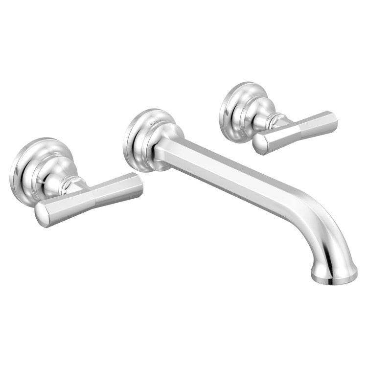 Lavatory Faucet Beauclere Wall Mount 8 Inch Spread 2 Less Handle WaterSense Polished Chrome 1.2 Gallons per Minute Less Drain 3 Hole - Image 3