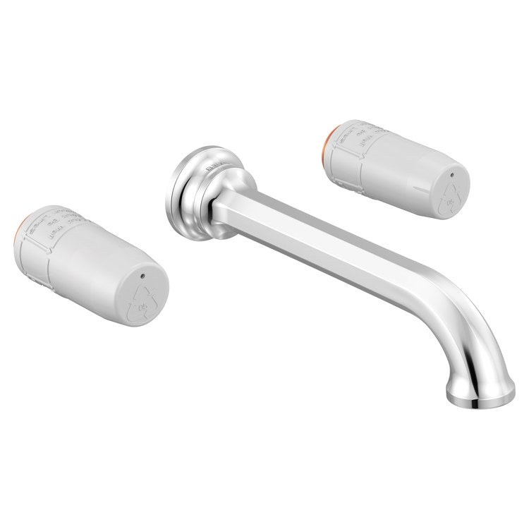 Lavatory Faucet Beauclere Wall Mount 8 Inch Spread 2 Less Handle WaterSense Polished Chrome 1.2 Gallons per Minute Less Drain 3 Hole - Image 1