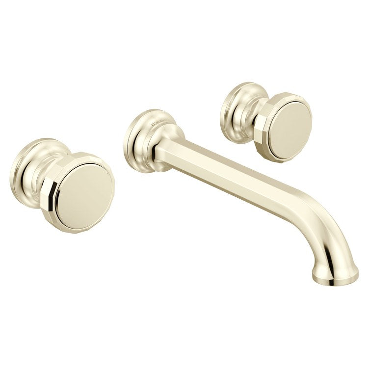 Lavatory Faucet Beauclere Wall Mount 8 Inch Spread 2 Less Handle WaterSense Brilliance Polished Nickel 1.2 Gallons per Minute Less Drain 3 Hole - Image 2