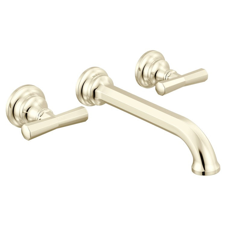 Lavatory Faucet Beauclere Wall Mount 8 Inch Spread 2 Less Handle WaterSense Brilliance Polished Nickel 1.2 Gallons per Minute Less Drain 3 Hole - Image 3