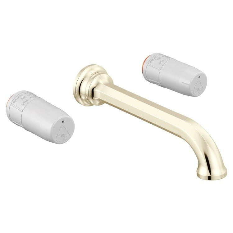 Lavatory Faucet Beauclere Wall Mount 8 Inch Spread 2 Less Handle WaterSense Brilliance Polished Nickel 1.2 Gallons per Minute Less Drain 3 Hole - Image 1