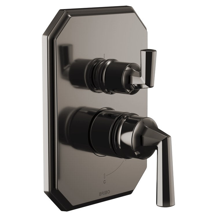 Pressure Balance Valve Trim Beauclere with Integrated 3 Function Diverter Less Handle Brilliance Black Onyx - Image 2