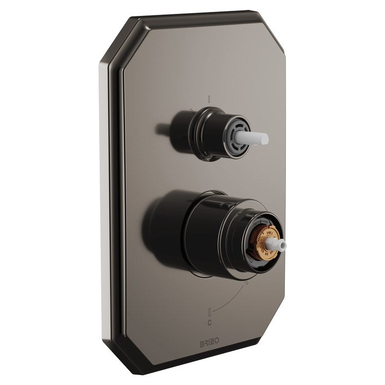 Pressure Balance Valve Trim Beauclere with Integrated 3 Function Diverter Less Handle Brilliance Black Onyx - Image 1