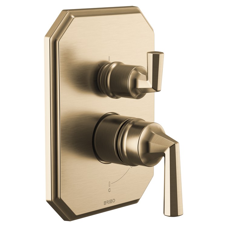 Pressure Balance Valve Trim Beauclere with Integrated 3 Function Diverter Less Handle Brilliance Luxe Gold - Image 2