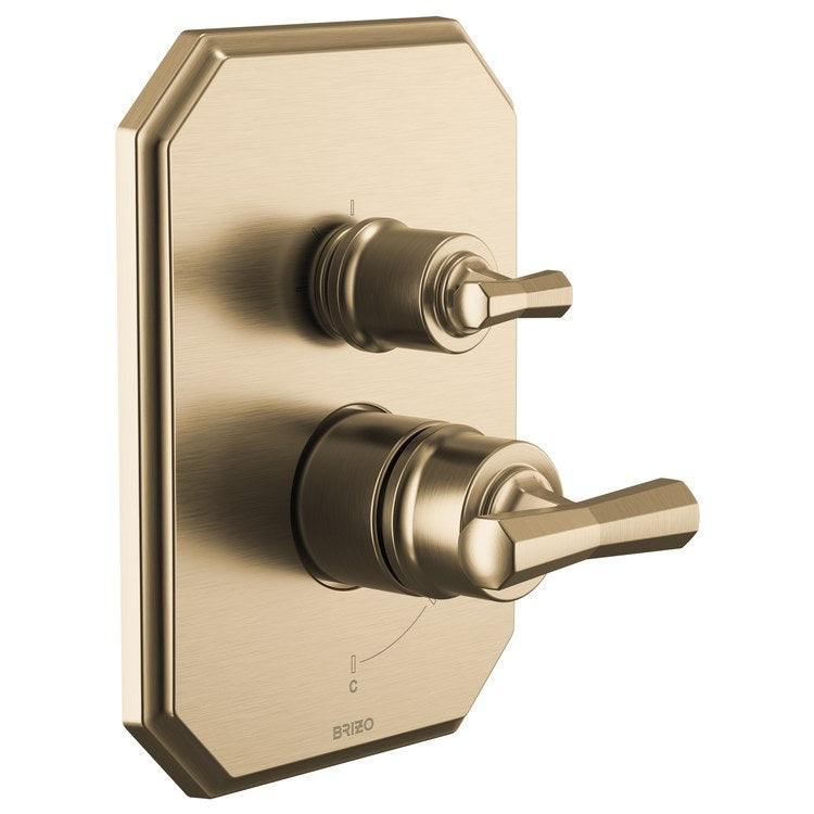 Pressure Balance Valve Trim Beauclere with Integrated 3 Function Diverter Less Handle Brilliance Luxe Gold - Image 3