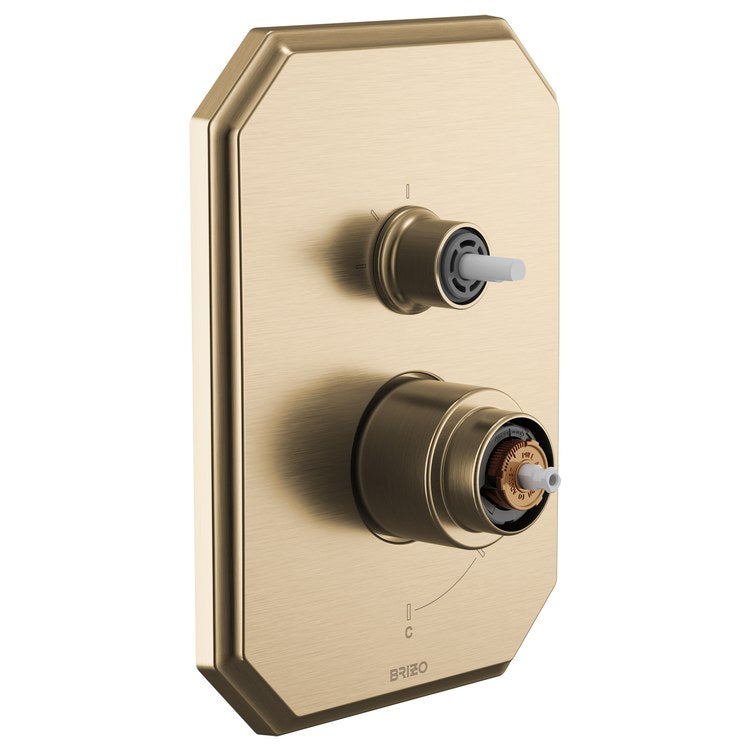 Pressure Balance Valve Trim Beauclere with Integrated 3 Function Diverter Less Handle Brilliance Luxe Gold