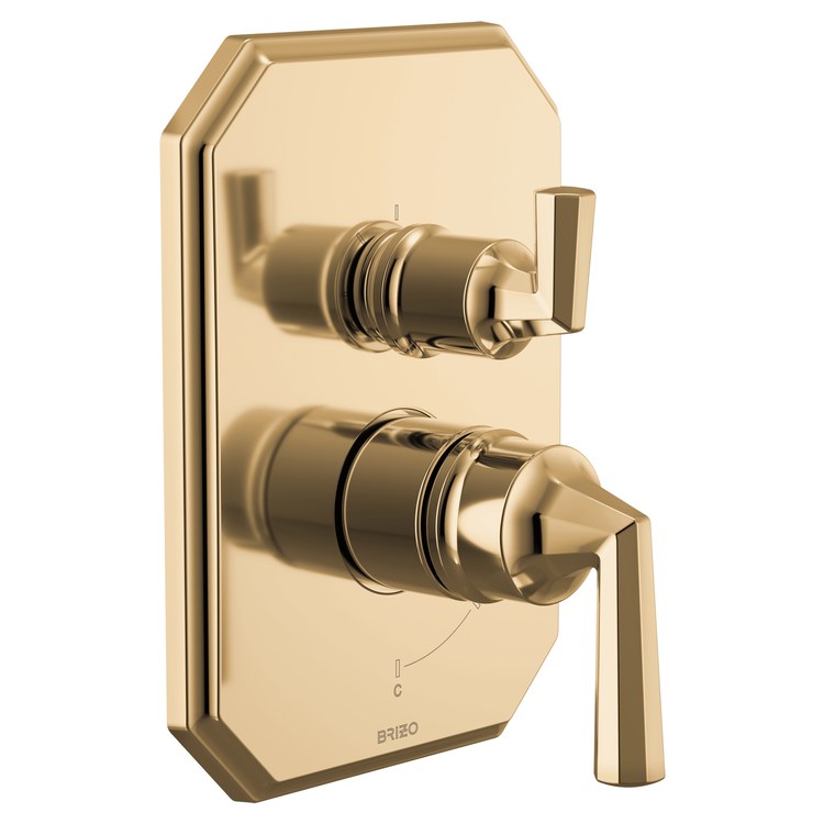 Pressure Balance Valve Trim Beauclere with Integrated 3 Function Diverter Less Handle Brilliance Polished Gold - Image 2