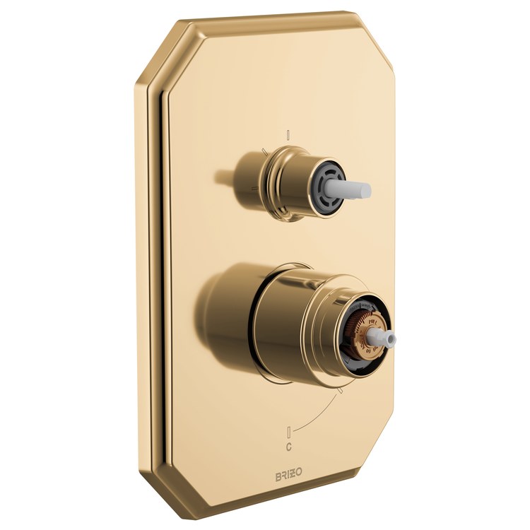 Pressure Balance Valve Trim Beauclere with Integrated 3 Function Diverter Less Handle Brilliance Polished Gold - Image 1