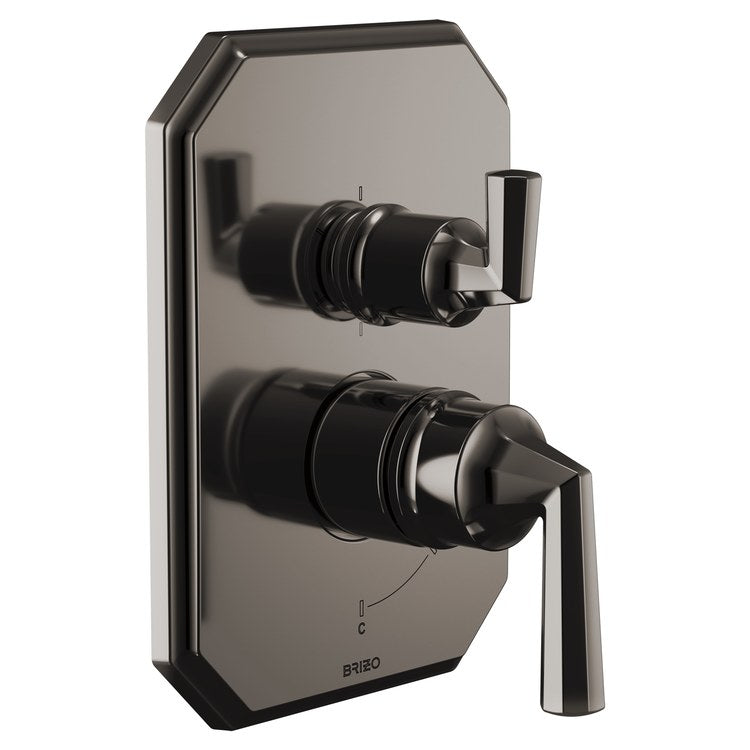 Pressure Balance Valve Trim Beauclere with Integrated 6 Function Diverter Less Handle Brilliance Black Onyx - Image 2