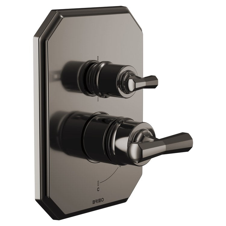 Pressure Balance Valve Trim Beauclere with Integrated 6 Function Diverter Less Handle Brilliance Black Onyx - Image 3