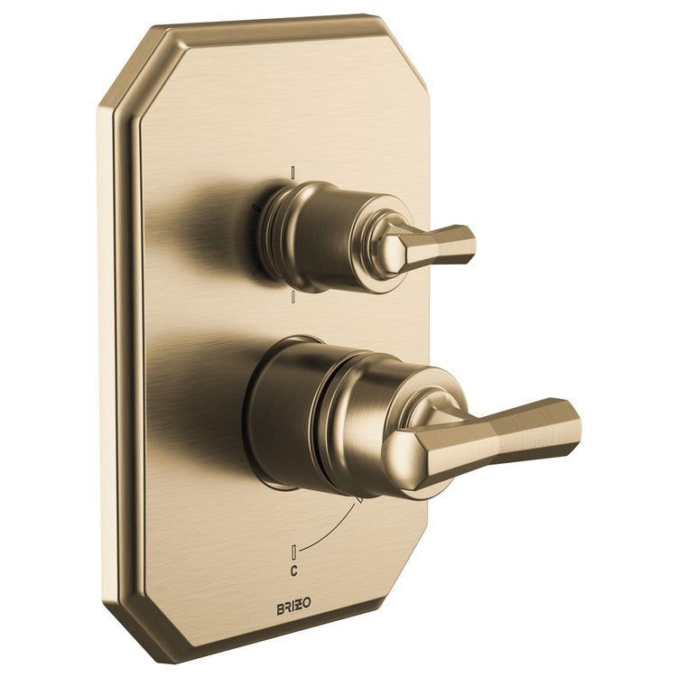 Pressure Balance Valve Trim Beauclere with Integrated 6 Function Diverter Less Handle Brilliance Luxe Gold - Image 3