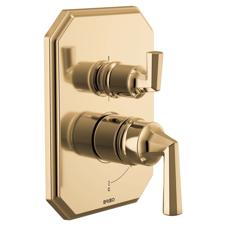 Pressure Balance Valve Trim Beauclere with Integrated 6 Function Diverter Less Handle Brilliance Polished Gold - Image 2