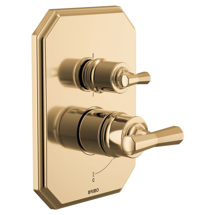 Pressure Balance Valve Trim Beauclere with Integrated 6 Function Diverter Less Handle Brilliance Polished Gold - Image 3