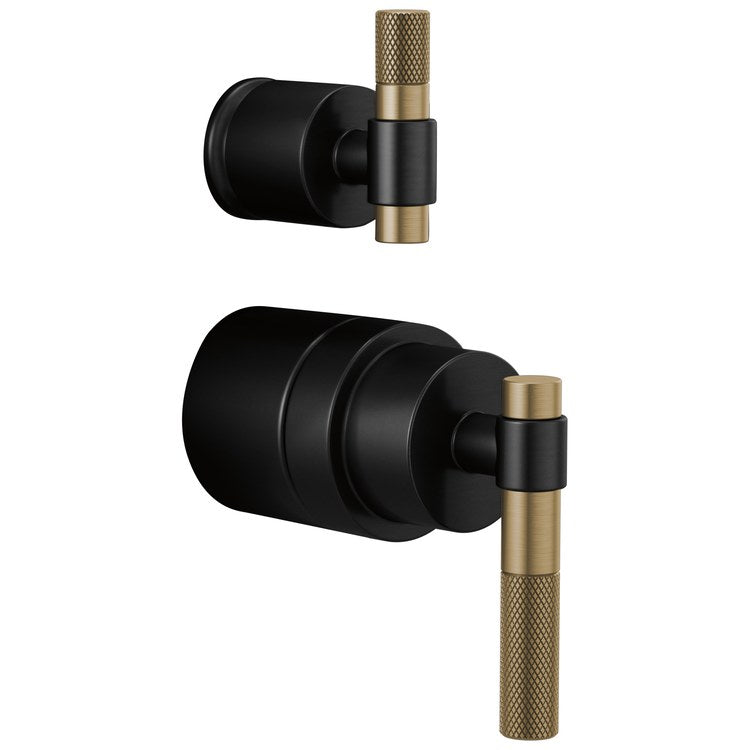 Handle Kit Litze Zinc 2 T-Lever with Knurling Matte Black/Brilliance Luxe Gold ADA for Pressure Balance Valve with Integrated Diverter Trim