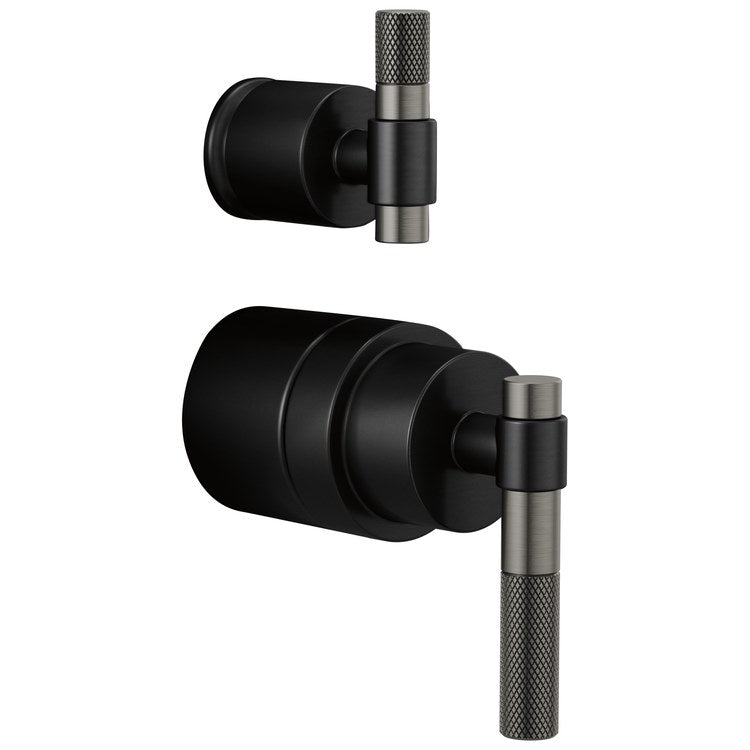 Handle Kit Litze Zinc 2 T-Lever with Knurling Matte Black/Brilliance Luxe Steel ADA for Pressure Balance Valve with Integrated Diverter Trim