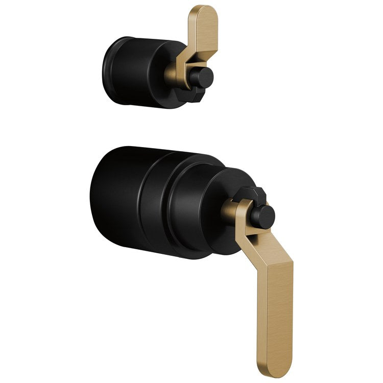 Handle Kit Litze Zinc 2 Industrial Lever Matte Black/Brilliance Luxe Gold ADA for Pressure Balance Valve with Integrated Diverter Trim - Image 1