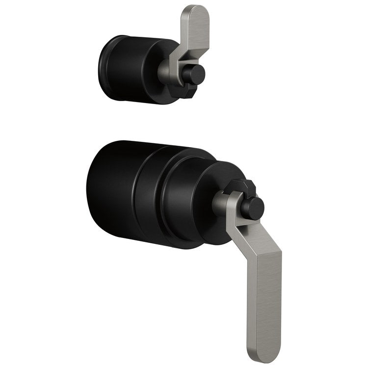 Handle Kit Litze Zinc 2 Industrial Lever Matte Black/Brilliance Luxe Steel ADA for Pressure Balance Valve with Integrated Diverter Trim