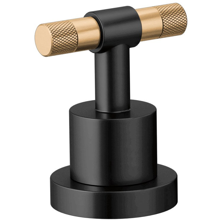 Handle Kit Litze Zinc 2 T-Lever with Knurling Matte Black/Brilliance Luxe Gold ADA for Roman Tub Faucet