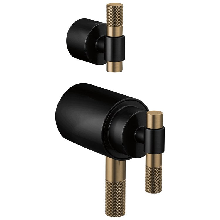 Handle Kit Litze Zinc 2 T-Lever with Knurling Matte Black/Brilliance Luxe Gold ADA for TempAssure Thermostatic Valve with Integrated Diverter Trim - Image 1