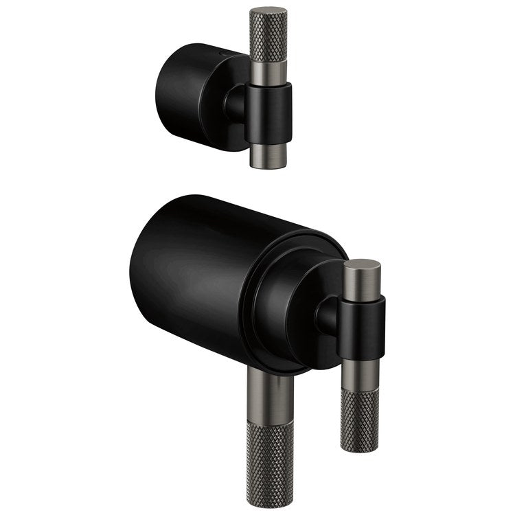Handle Kit Litze Zinc 2 T-Lever with Knurling Matte Black/Brilliance Luxe Steel ADA for TempAssure Thermostatic Valve with Integrated Diverter Trim - Image 1