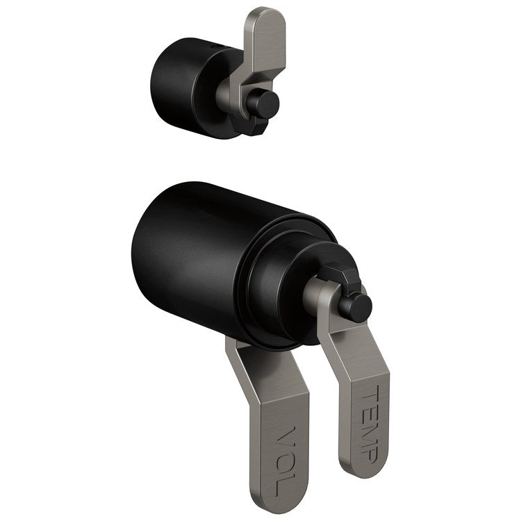 Handle Kit Litze Zinc 2 Industrial Lever Matte Black/Brilliance Luxe Steel ADA for TempAssure Thermostatic Valve with Integrated Diverter Trim - Image 1