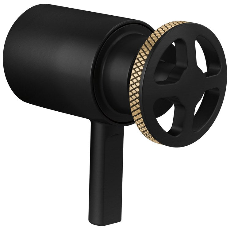 Handle Kit Litze Zinc 1 Wheel Matte Black/Brilliance Luxe Gold for TempAssure Thermostatic Valve Trim - Image 1