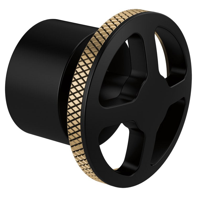 Handle Kit Litze Brass 1 Wheel Matte Black/Brilliance Luxe Gold for Freestanding Tub Filler - Image 1