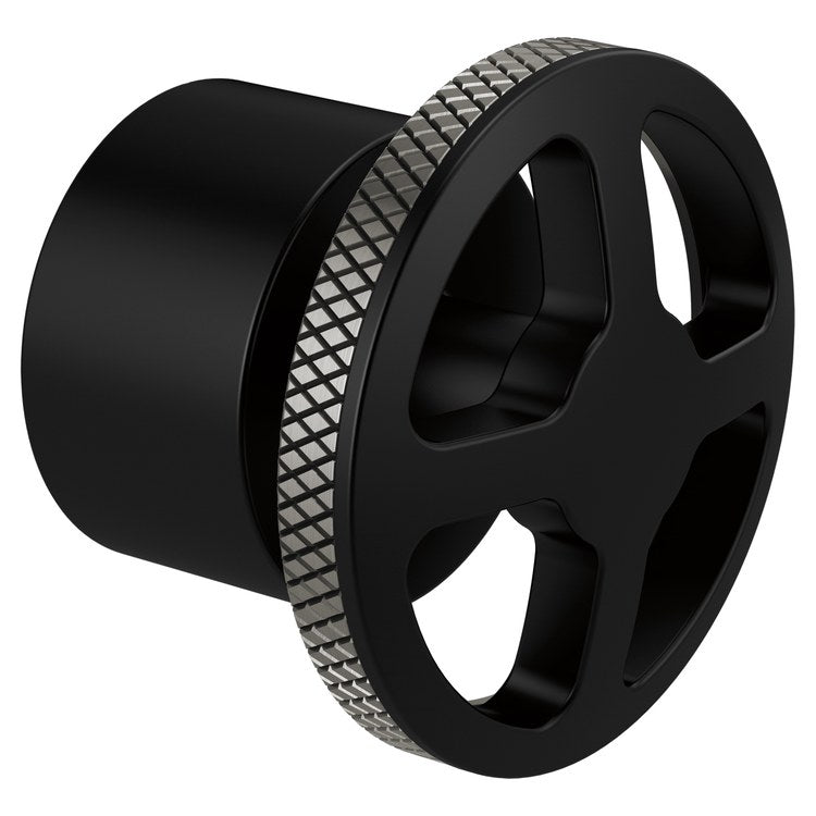 Handle Kit Litze Brass 1 Wheel Matte Black/Brilliance Luxe Steel for Freestanding Tub Filler - Image 1