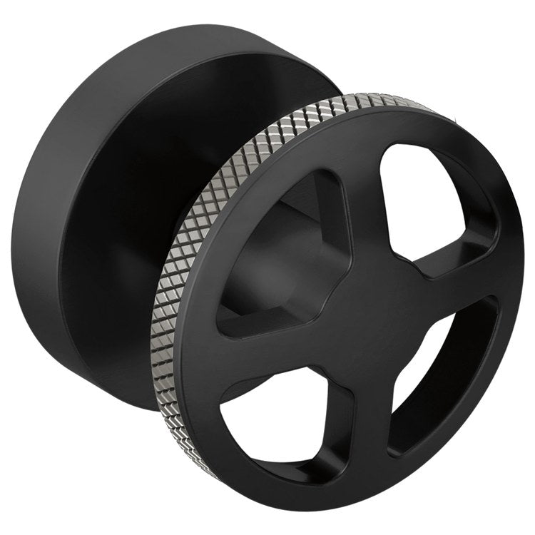 Handle Kit Litze Brass 2 Wheel Matte Black/Brilliance Luxe Steel for Wall Mount Tub Filler - Image 1